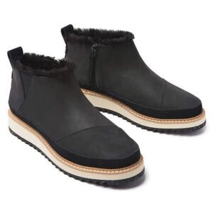 TOMS‎ Booties Size 9.5 Black Water Resistant Faux Fur Winter Boots NEW